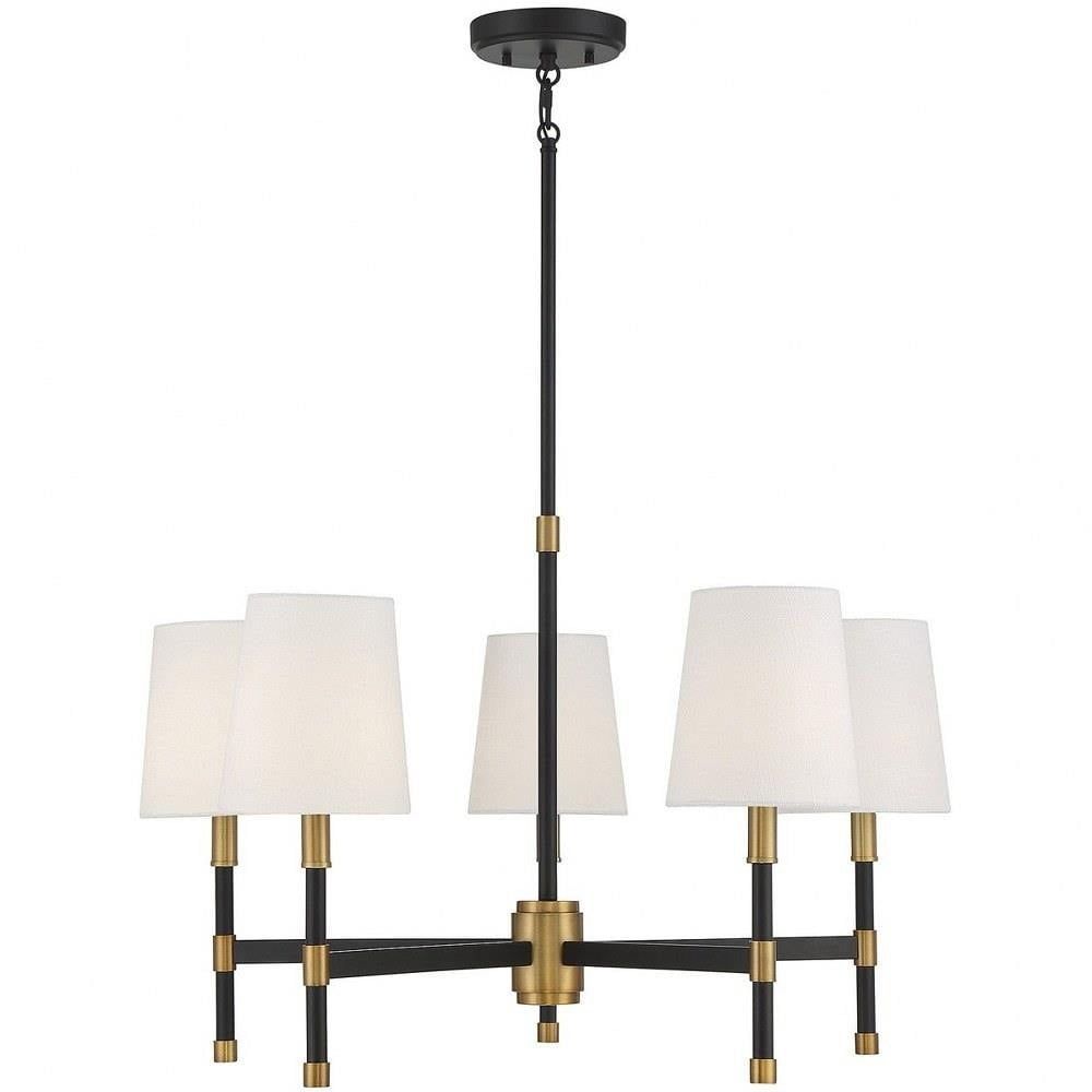 Contemporary Traditional Five Light Chandelier-Matte Black/Warm Brass Finish Bailey Street Home 159-Bel-4636286