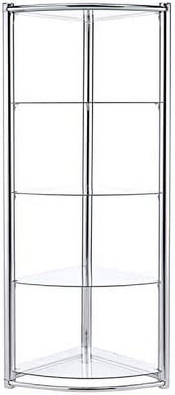 Contemporary Chrome and Glass Corner Display Shelf