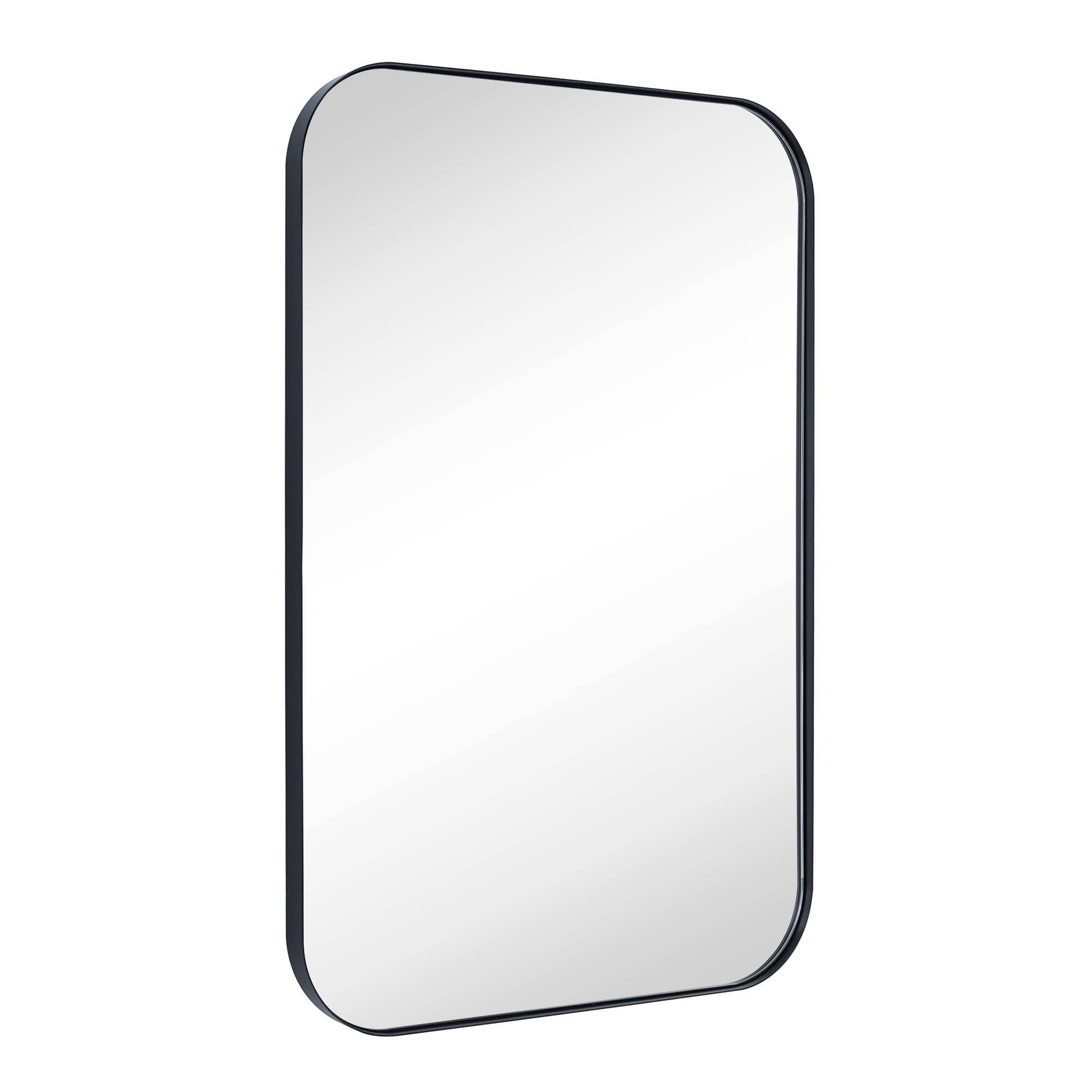 Matt Black Rounded Rectangle Bathroom Vanity Mirror 22x30"