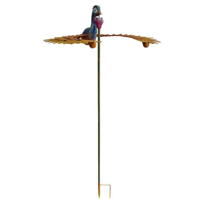 Rustic Metal Kinetic Peacock Garden Balancer Stake