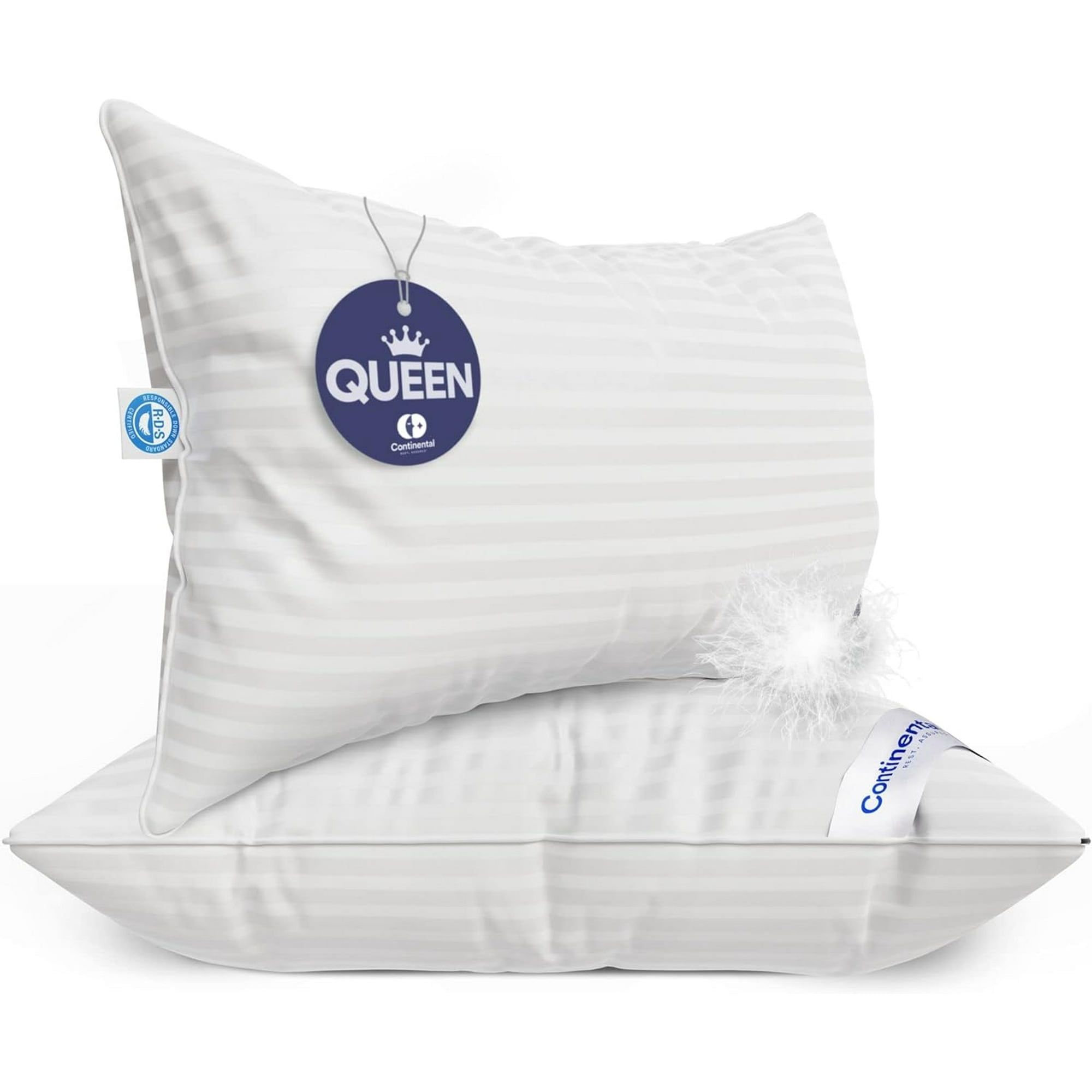 Queen Size White Goose Down Hypoallergenic Pillow Set