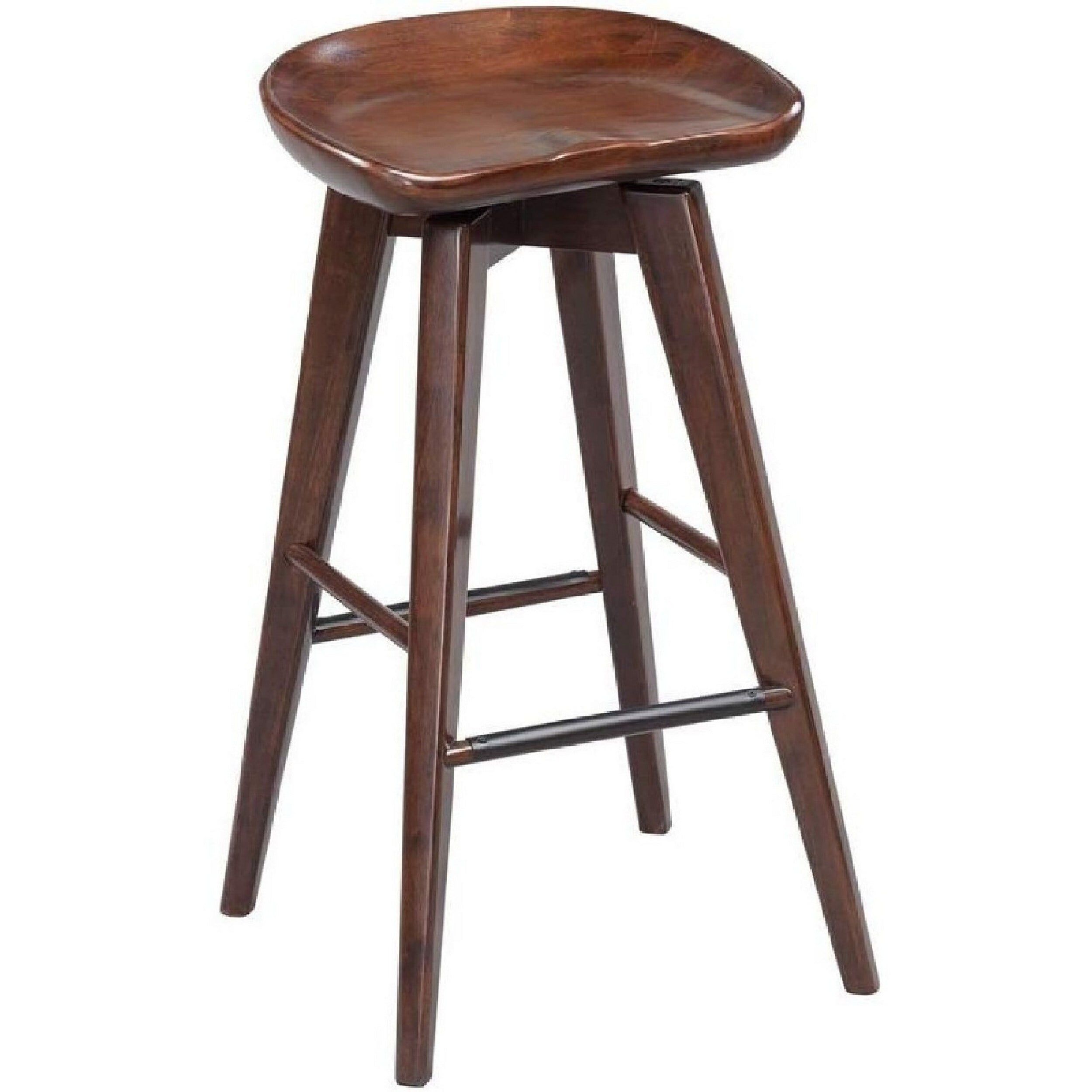 Natural Brown Wooden Swivel Saddle Barstool