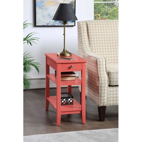 Coral Transitional Rectangular Chairside End Table with Storage
