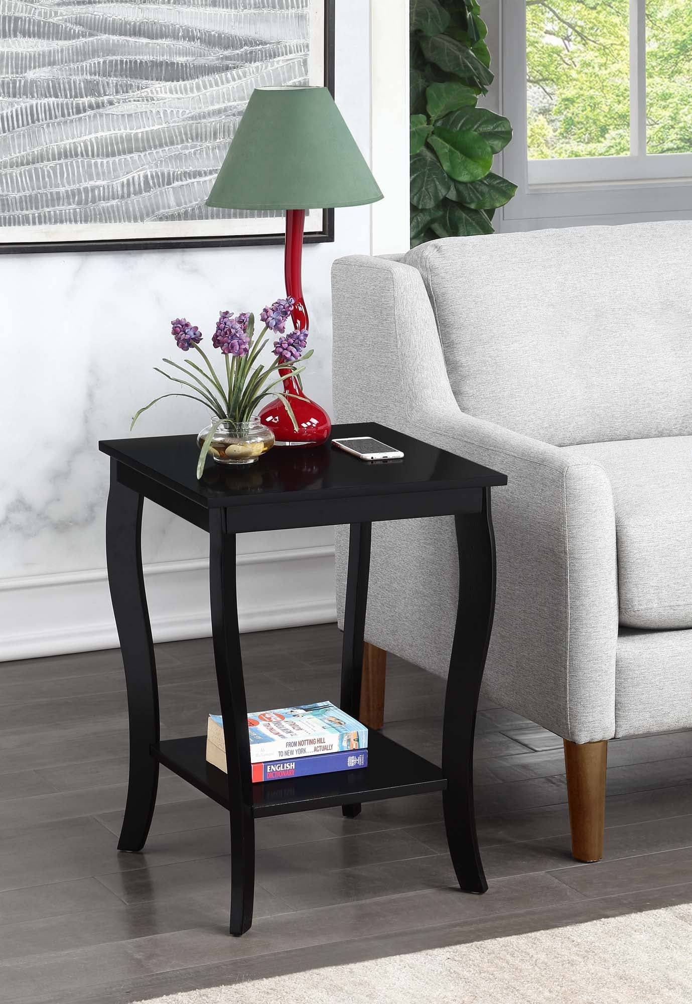 Heritage Square Black Rubberwood Dual-Tier End Table