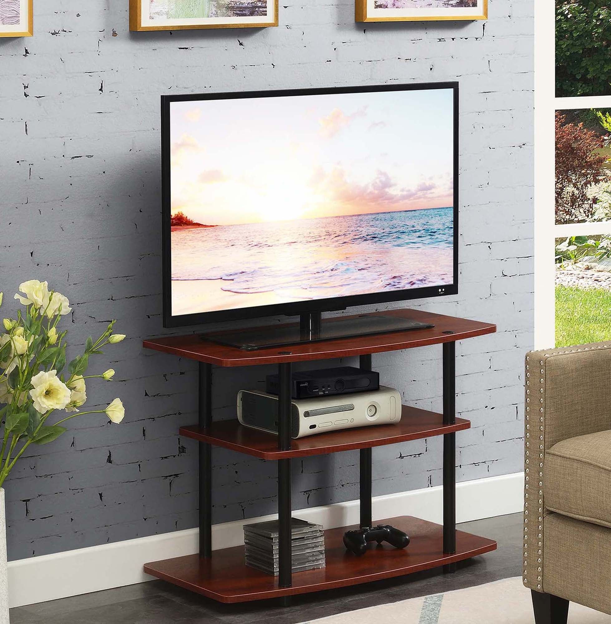 Cherry Black 32" 3-Tier TV Stand with Shelves