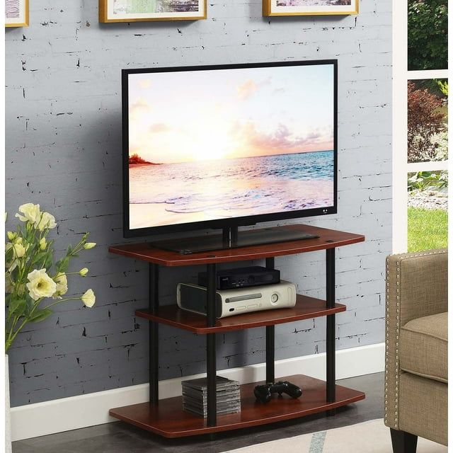Cherry Black 32" 3-Tier TV Stand with Shelves