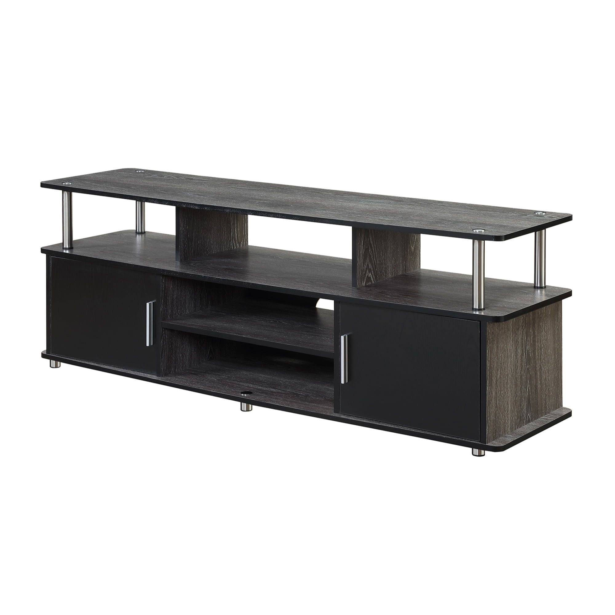 Modern Black 59" TV Stand with Concealed Cabinets and Open Shelves