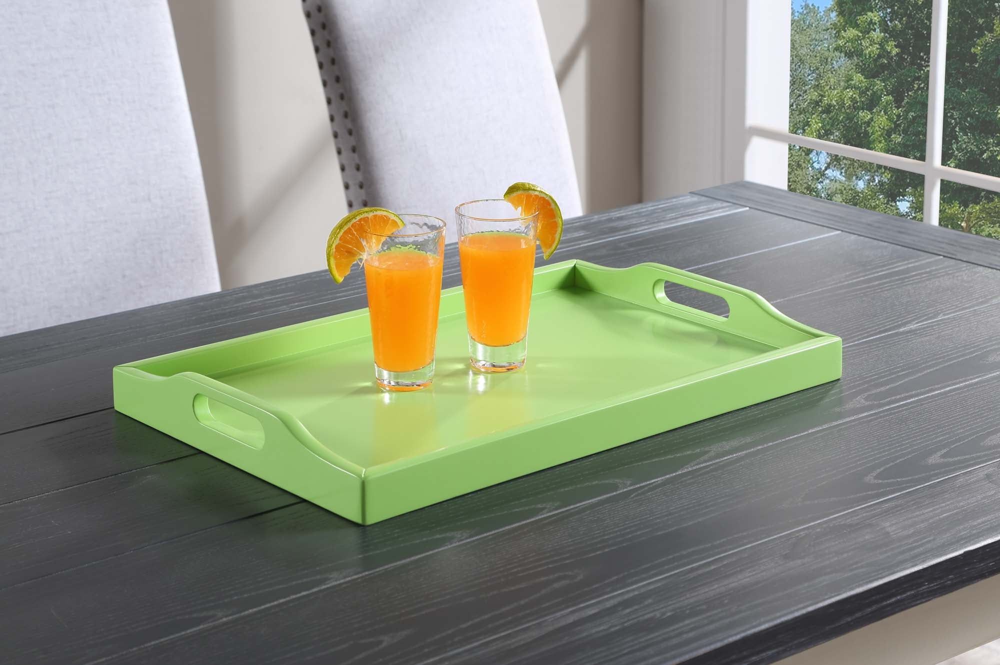 Lime Rubberwood Decorative Serving Tray with Handles