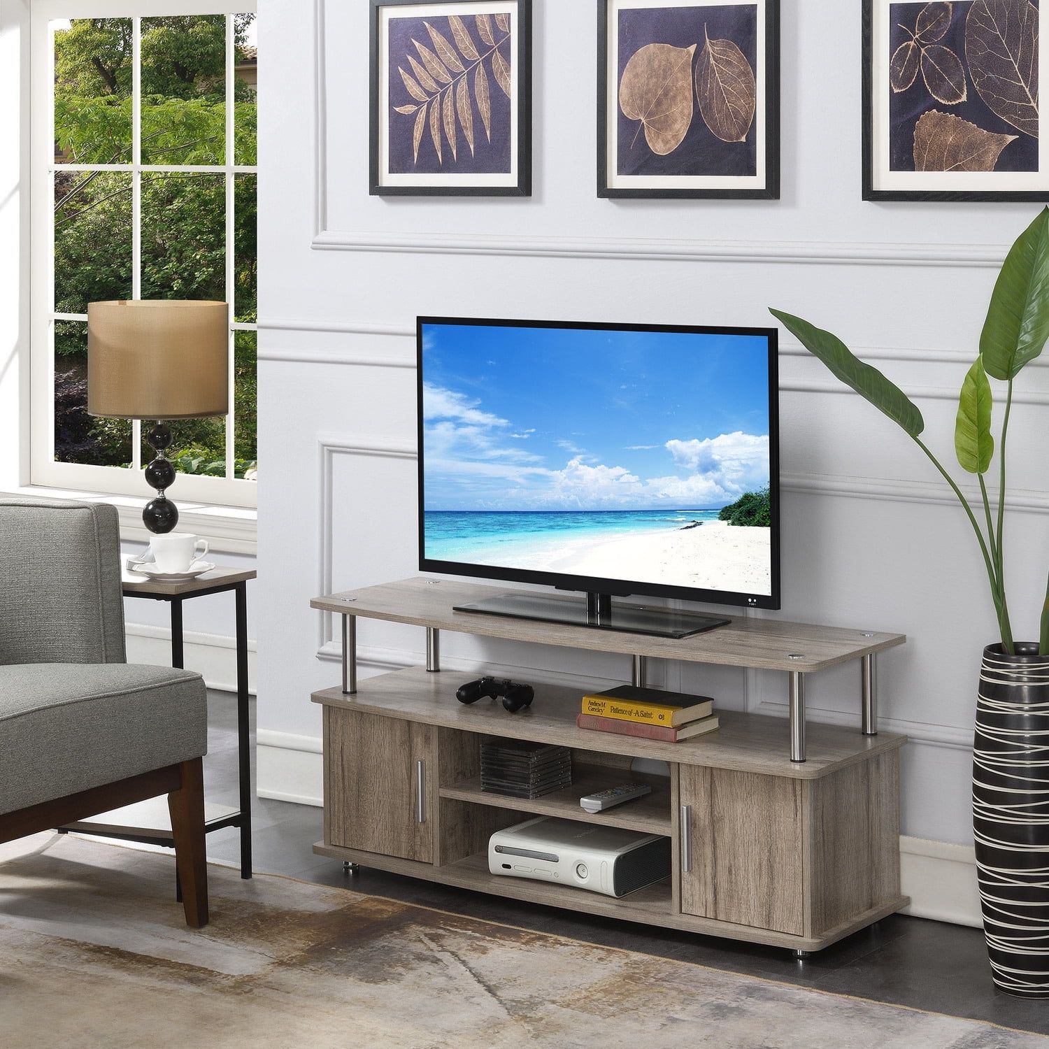 Monterey Sandstone Wood 48" TV Stand with Cabinet Storage