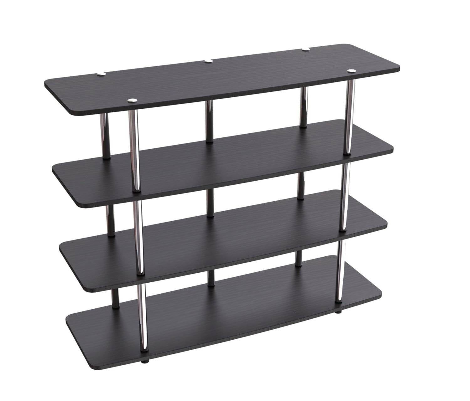 Designs2Go Highboy XL Black TV Stand with 4-Tier Shelving