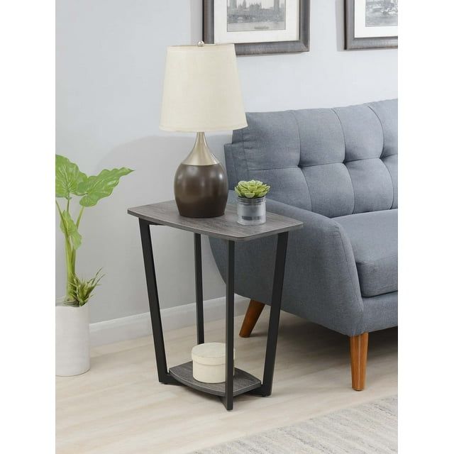 Urban Loft 24" Weathered Gray and Black Metal End Table