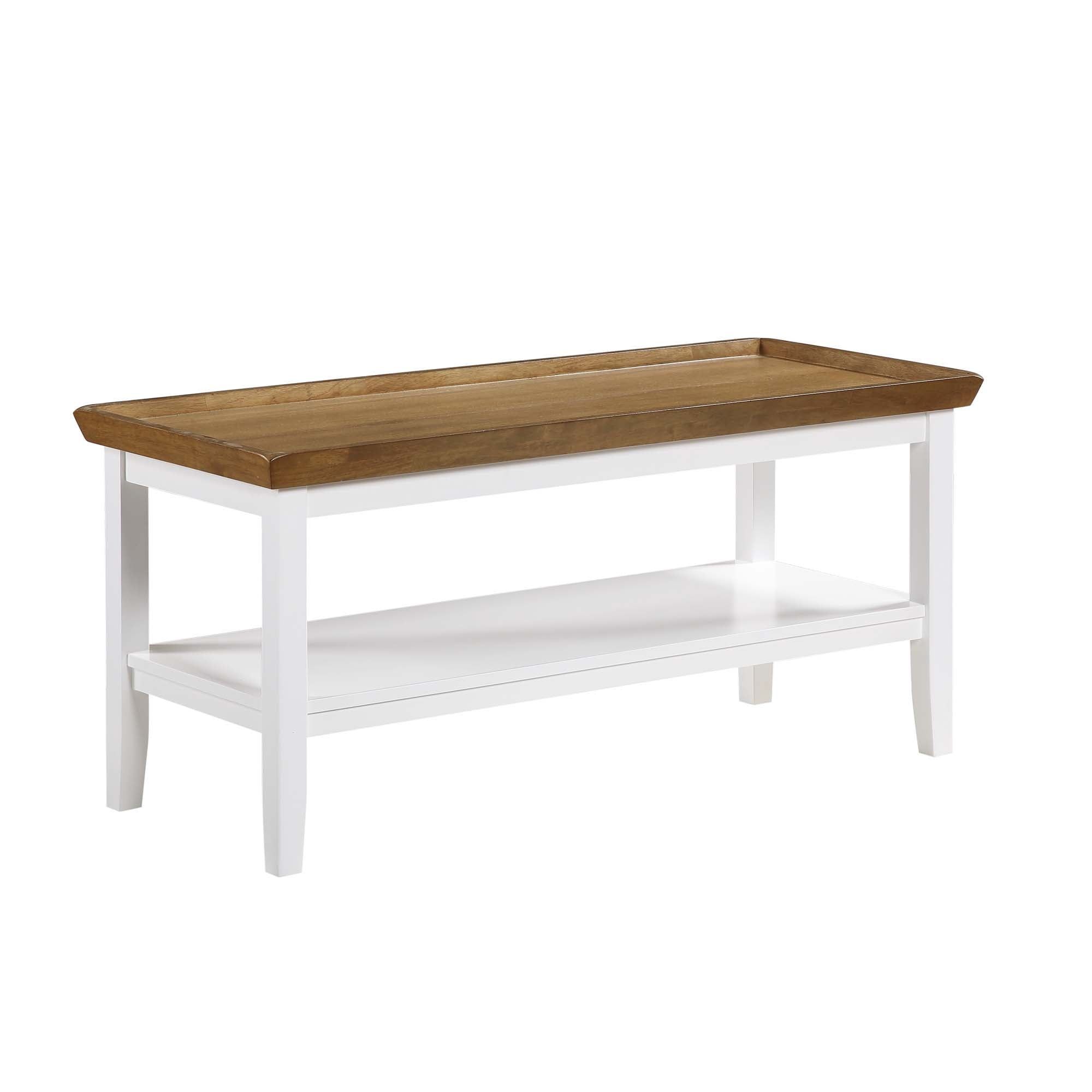 Driftwood White 42" Solid Rubberwood Rectangular Coffee Table