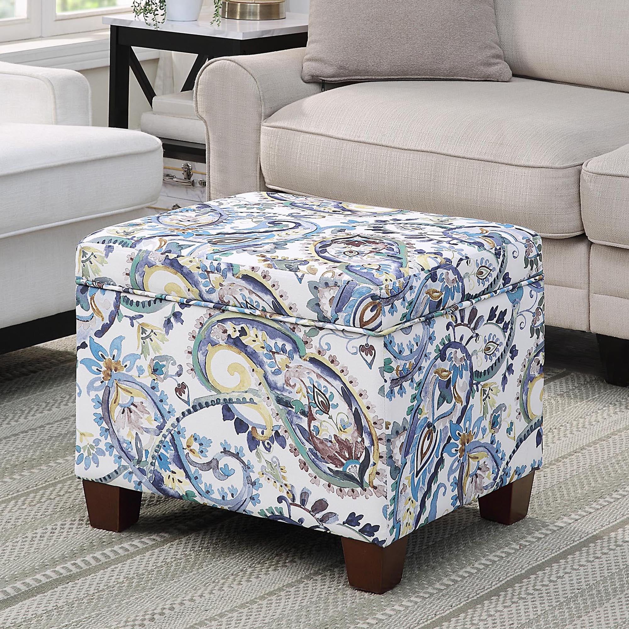 Madison 18'' Paisley Fabric Multi-Function Storage Ottoman