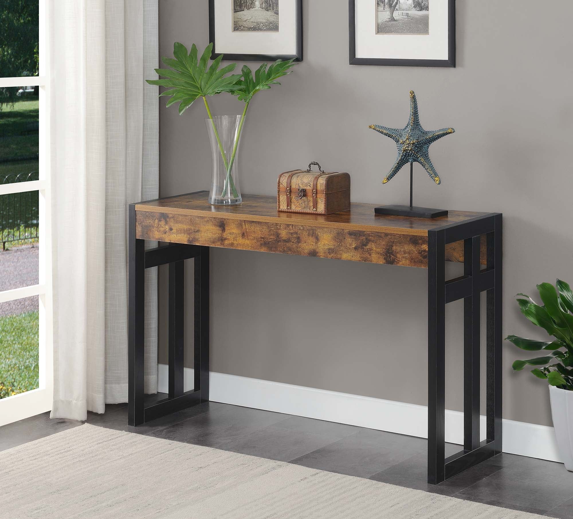 Monterey Versatile Barnwood & Black Console Table with Storage