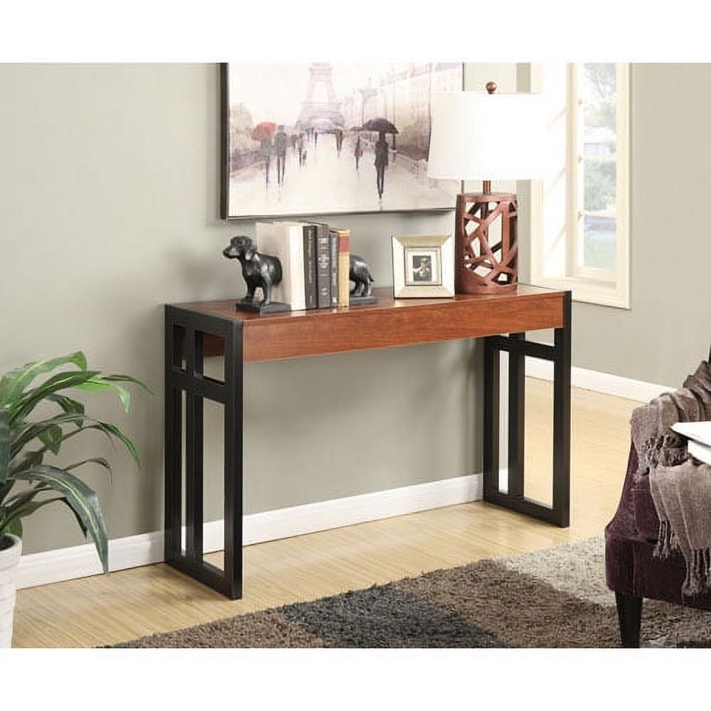 Black and Cherry Wood Console Table with Storage