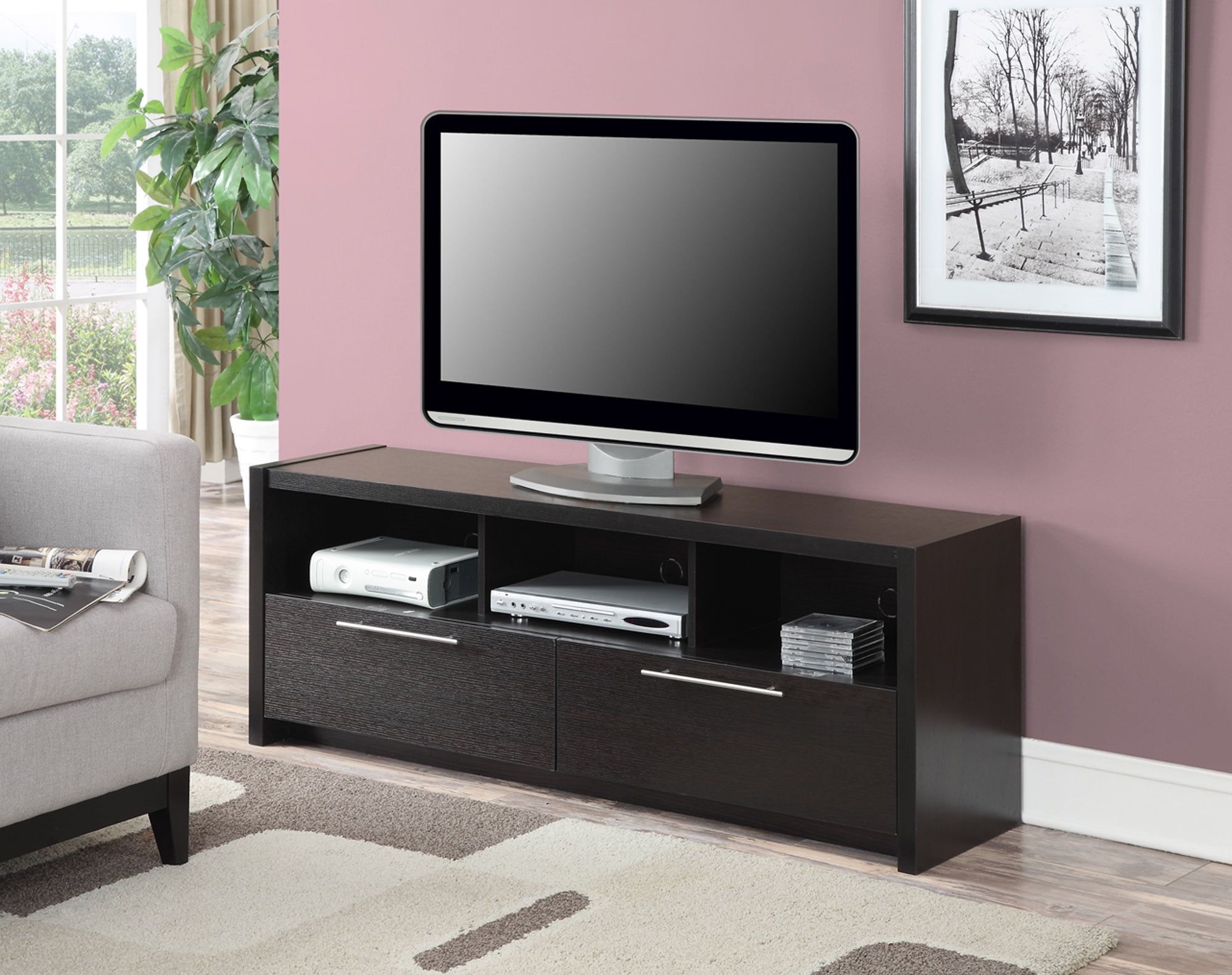 Newport Marbella 60" Espresso TV Stand with Cabinet Storage