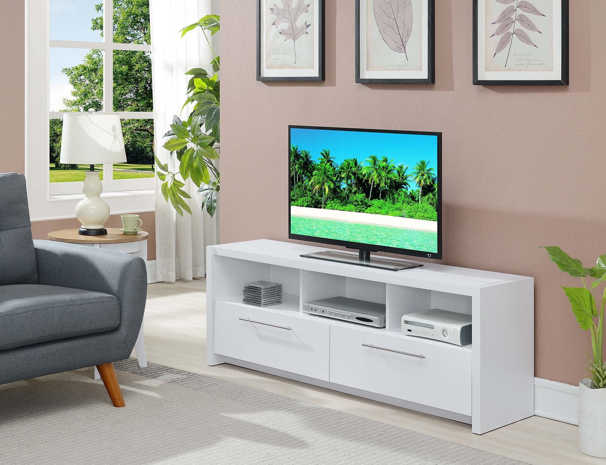 Newport Marbella 60" Luxe White TV Stand with Concealed Storage