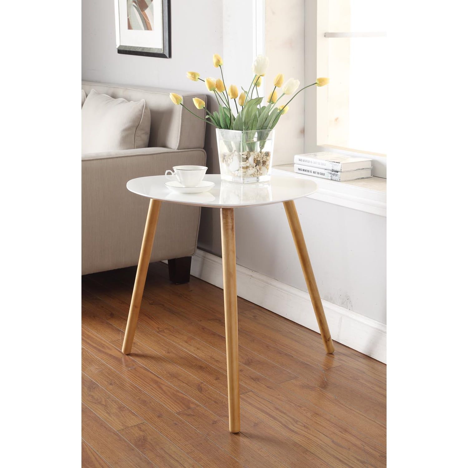 Oslo 24" White Wood and Metal End Table