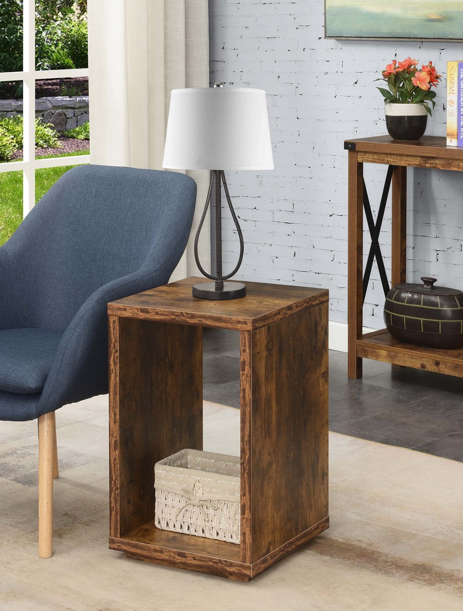 Northfield 24" Barnwood Rectangular Wood End Table with Shelf