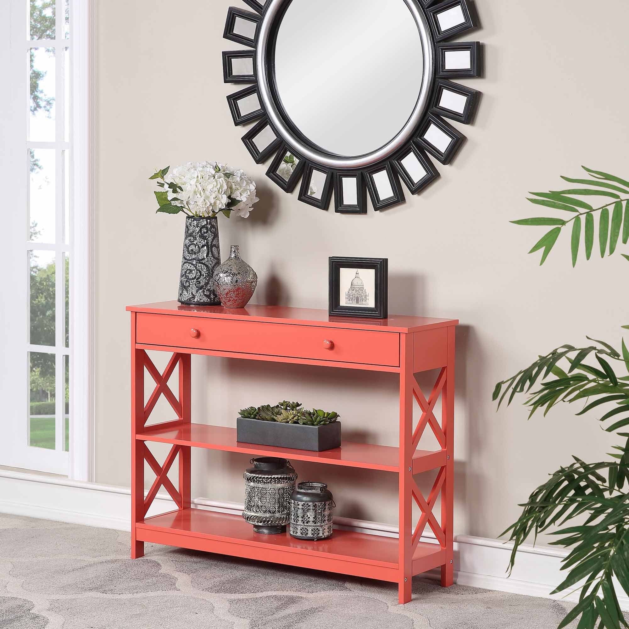 Oxford Coral 40" Wood Console Table with Storage