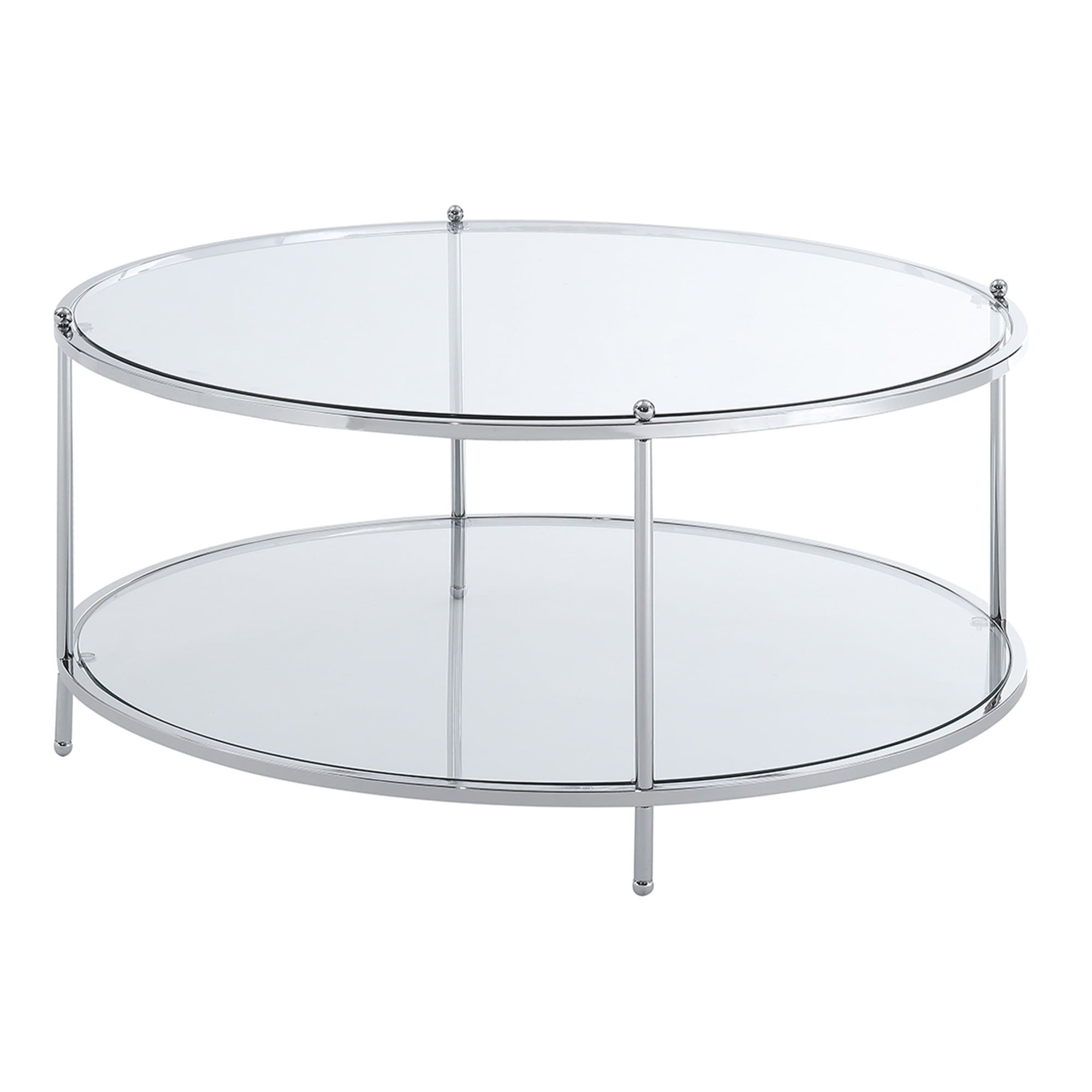 Royal Crest Round Glass Coffee Table with Chrome Frame