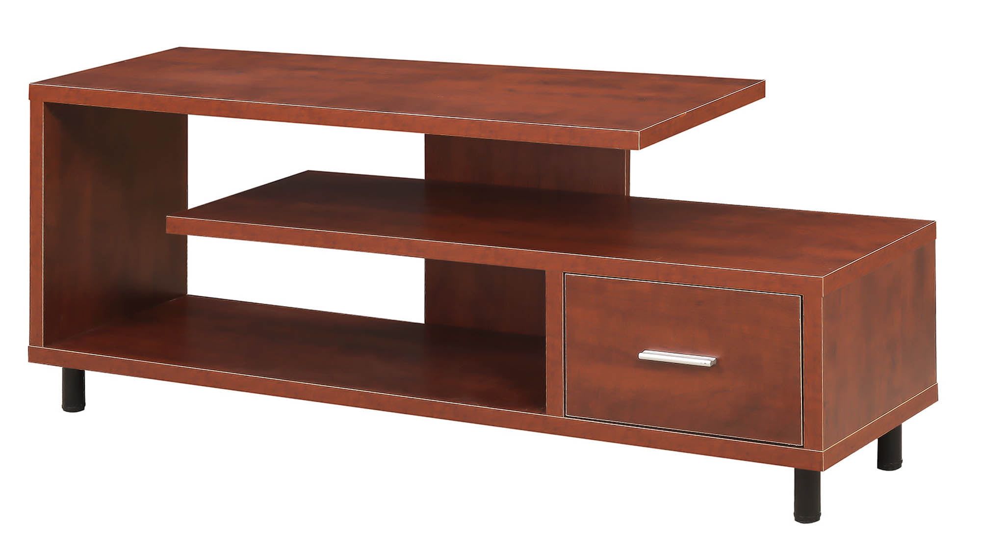 Cherry 60" TV Stand with Shelves and Drawer