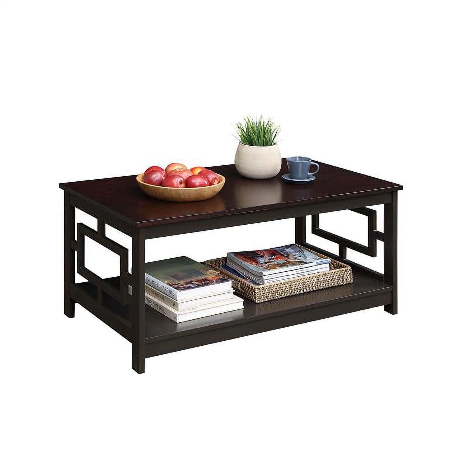 Espresso Square Wooden Coffee Table with Open Shelf