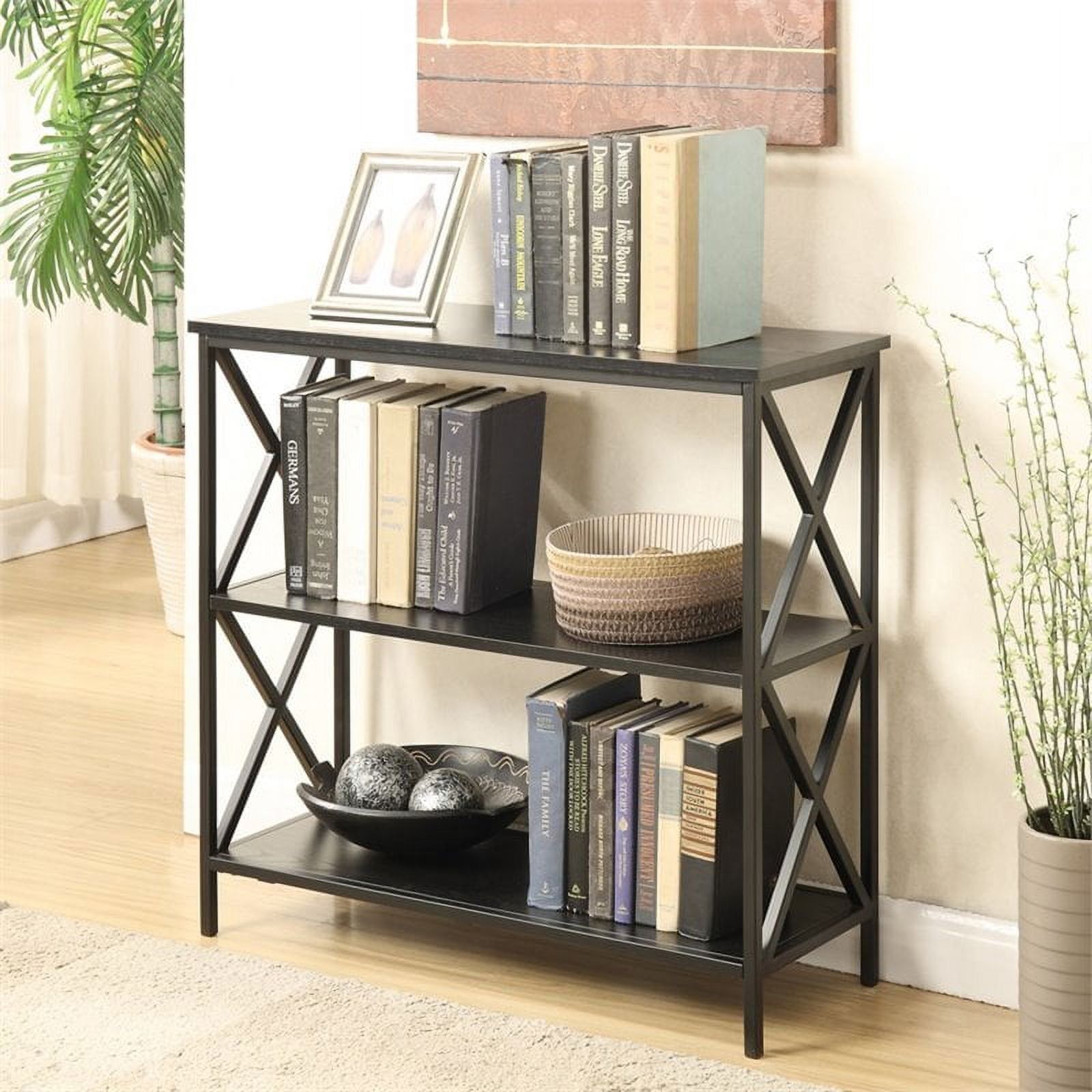 Tucson Modern Black 3-Tier Particleboard Bookcase