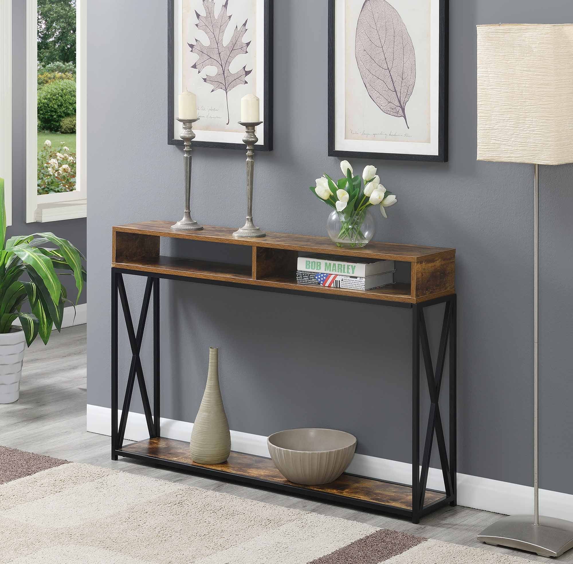 Barnwood Chic 48" Metal & Wood Console Table with Storage