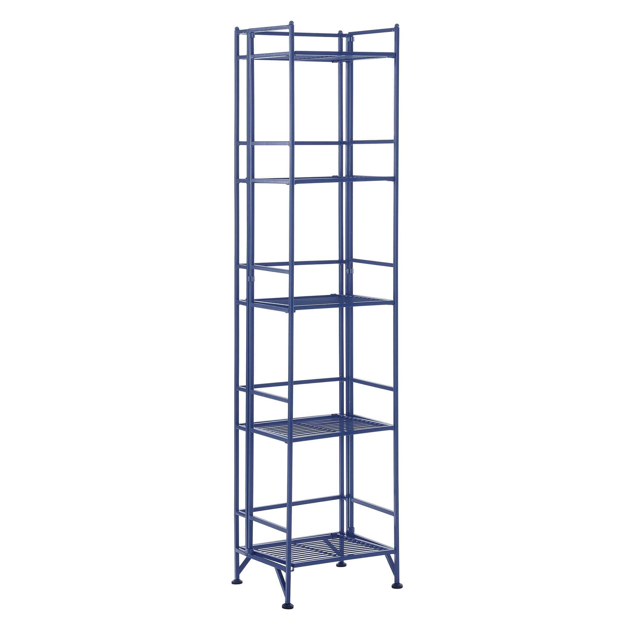 Cobalt Blue Adjustable 5-Tier Folding Metal Storage Shelf