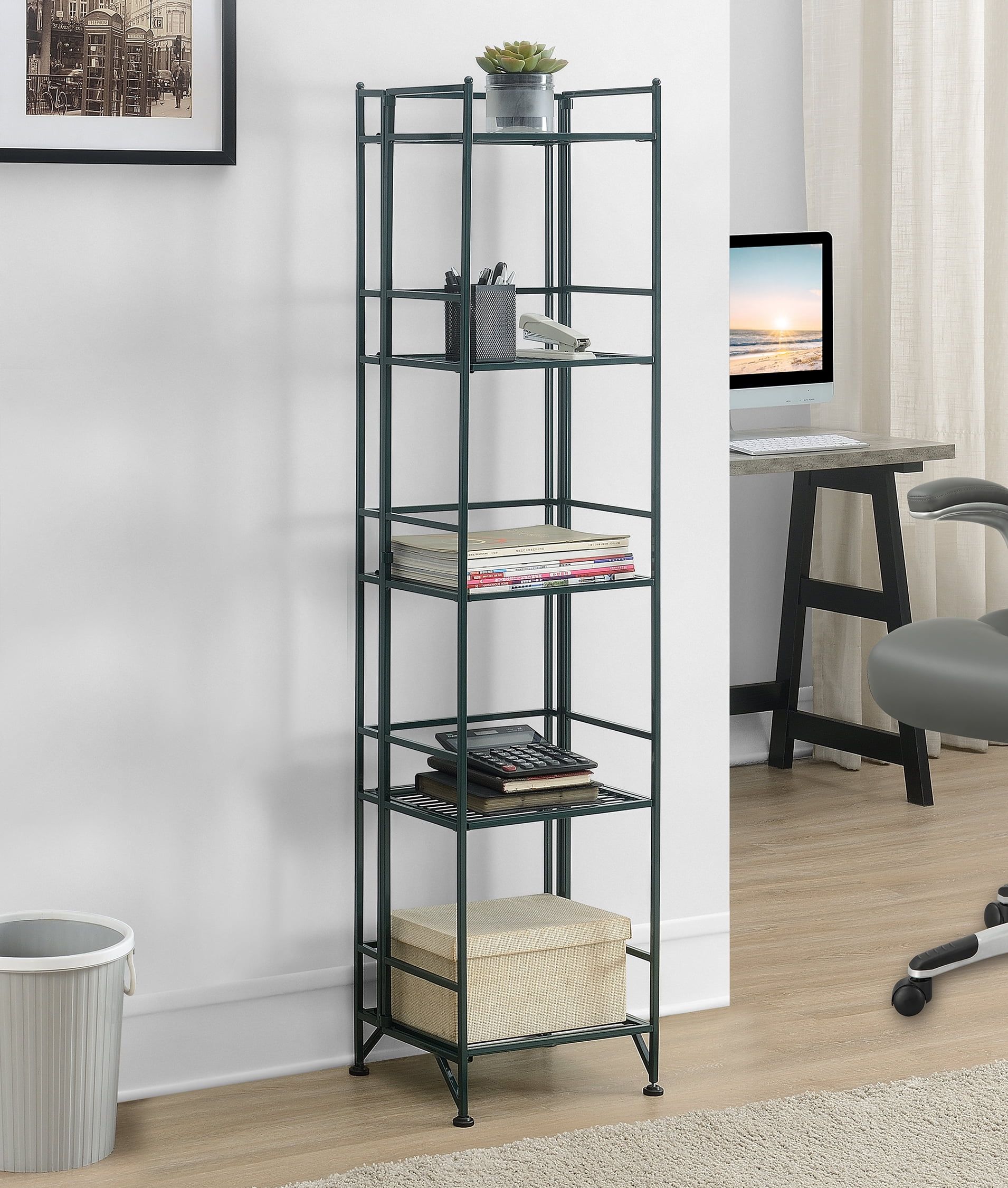 Forest Green Adjustable 5-Tier Wire Utility Shelf