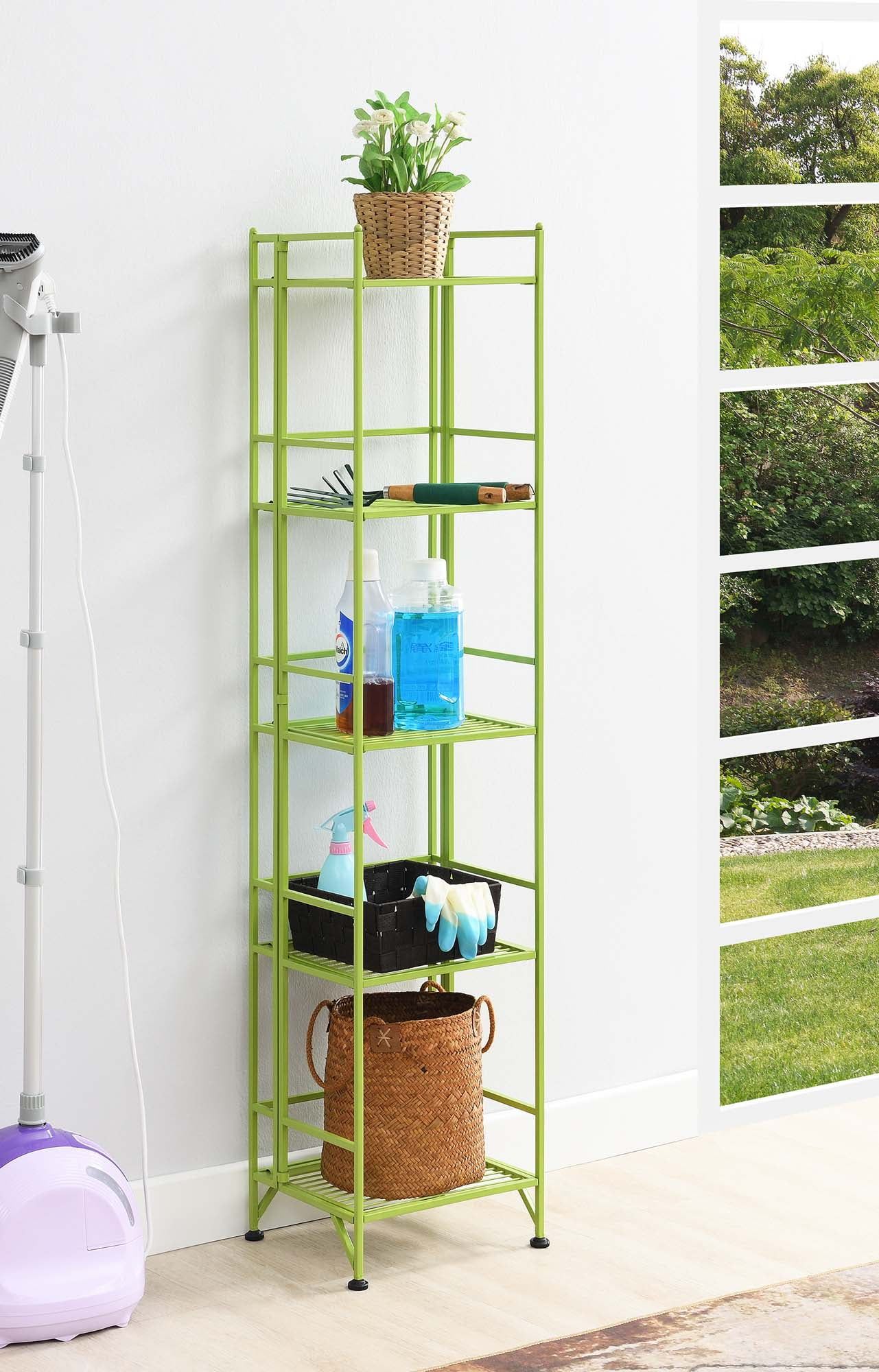 Lime Green Adjustable 5-Tier Metal Utility Shelf