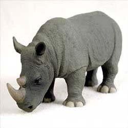 Hand-Painted Gray Resin Rhino Figurine, 3-4 Inches