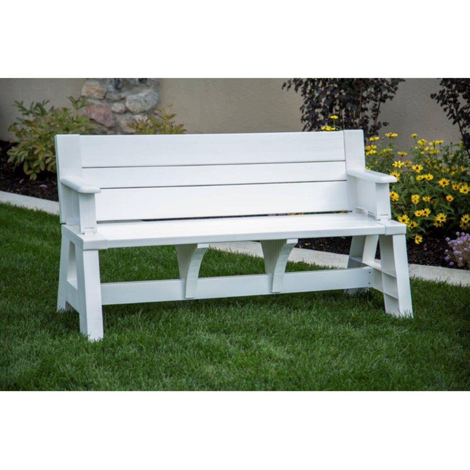 White Convertible Outdoor Bench and Picnic Table