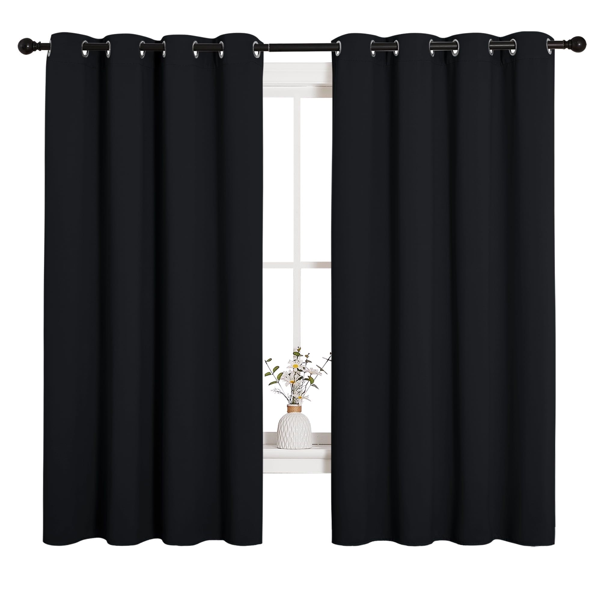 Black 52 x 63 Inch Polyester Blackout Curtains with Grommets