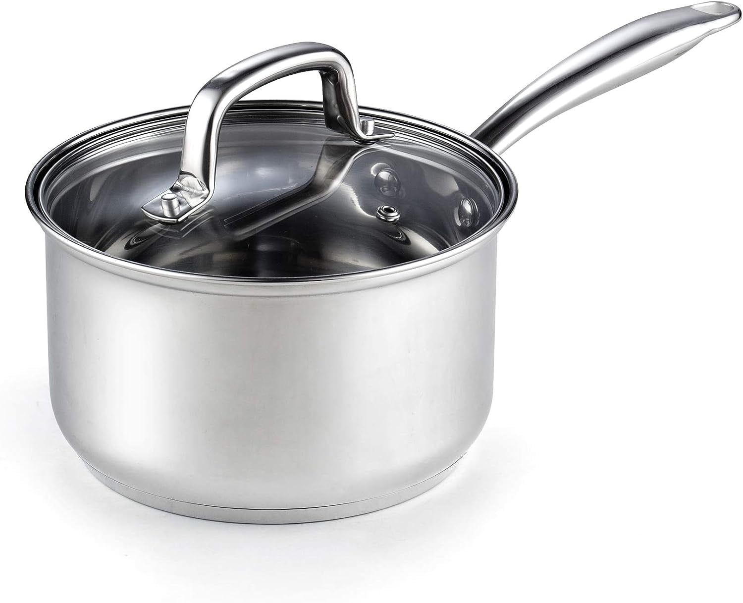 3-Quart Stainless Steel Saucepan with Glass Lid