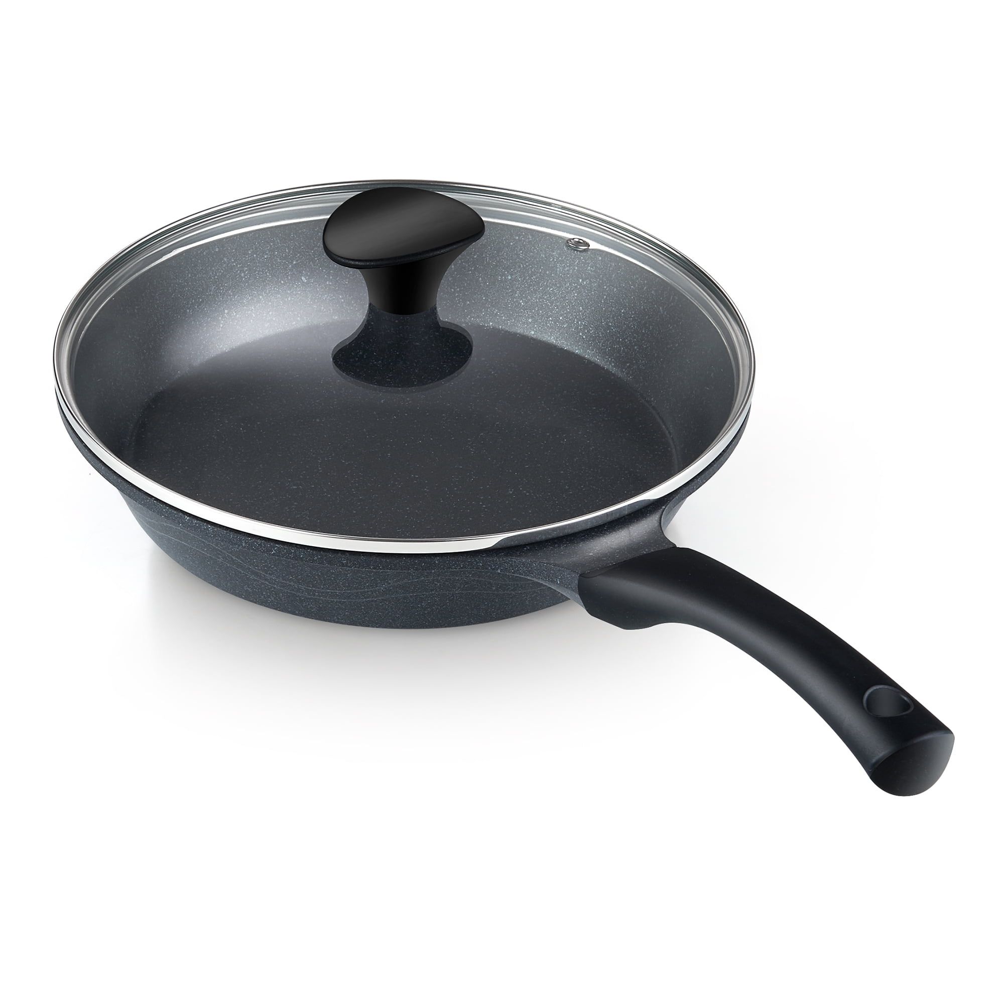 10.5-Inch Black Nonstick Aluminum Sauté Pan with Lid