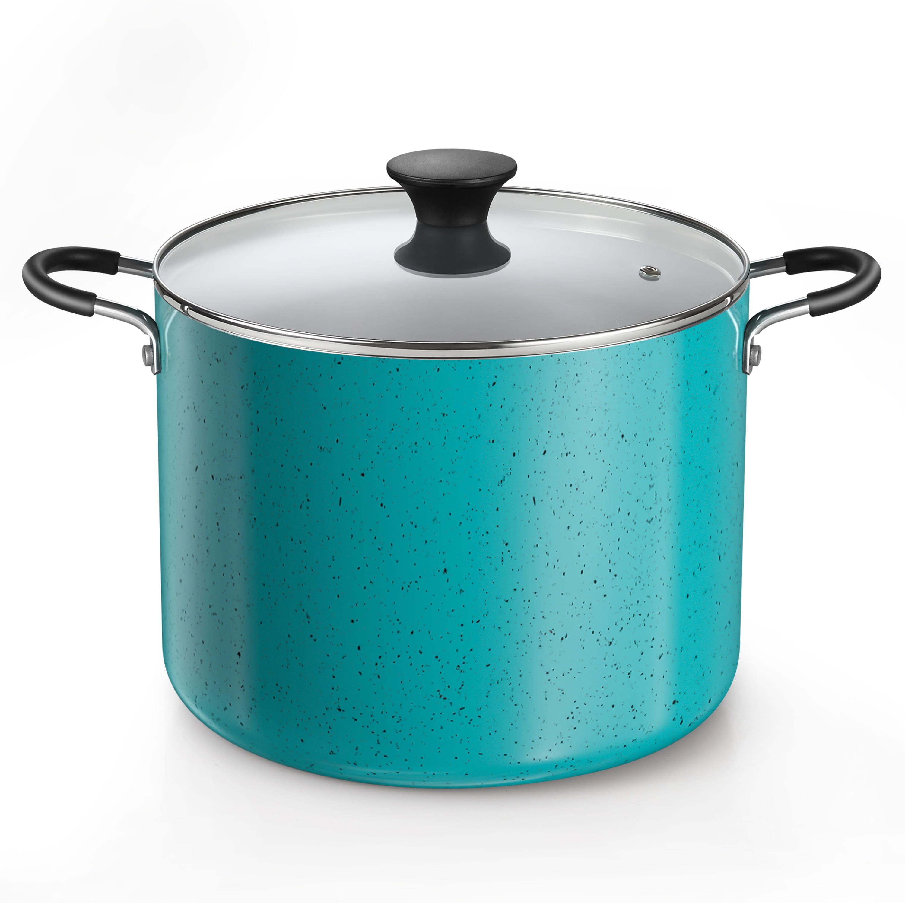 Turquoise Aluminum Nonstick 10.5-Qt Stockpot with Glass Lid