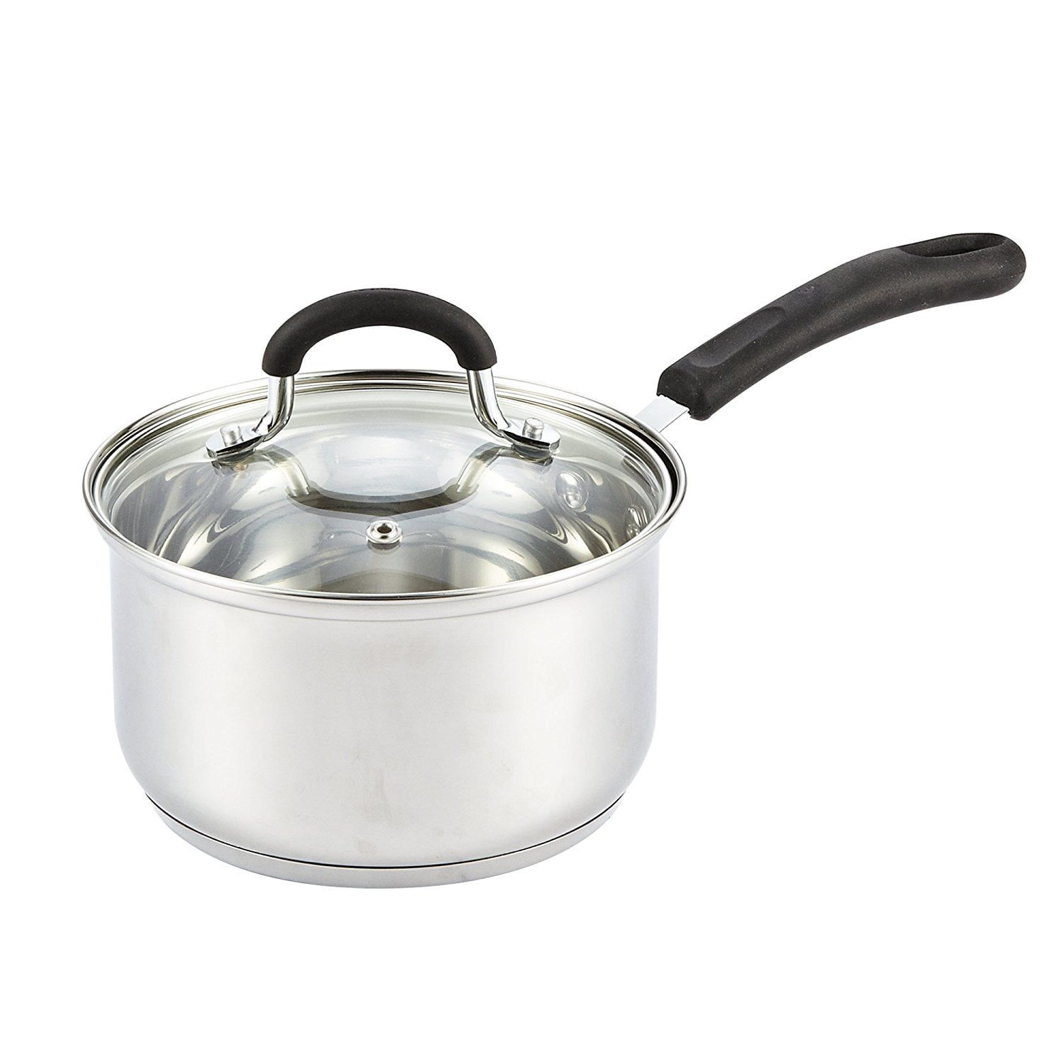 2-Quart Silver Stainless Steel Saucepan with Glass Lid