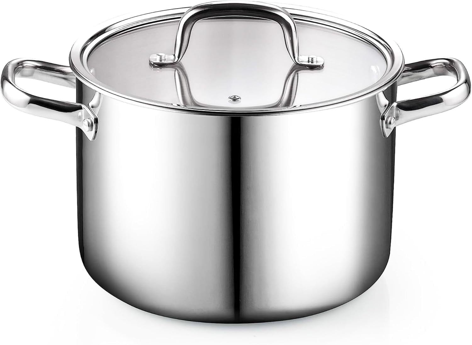 6 Quart Silver Stainless Steel Stockpot with Glass Lid