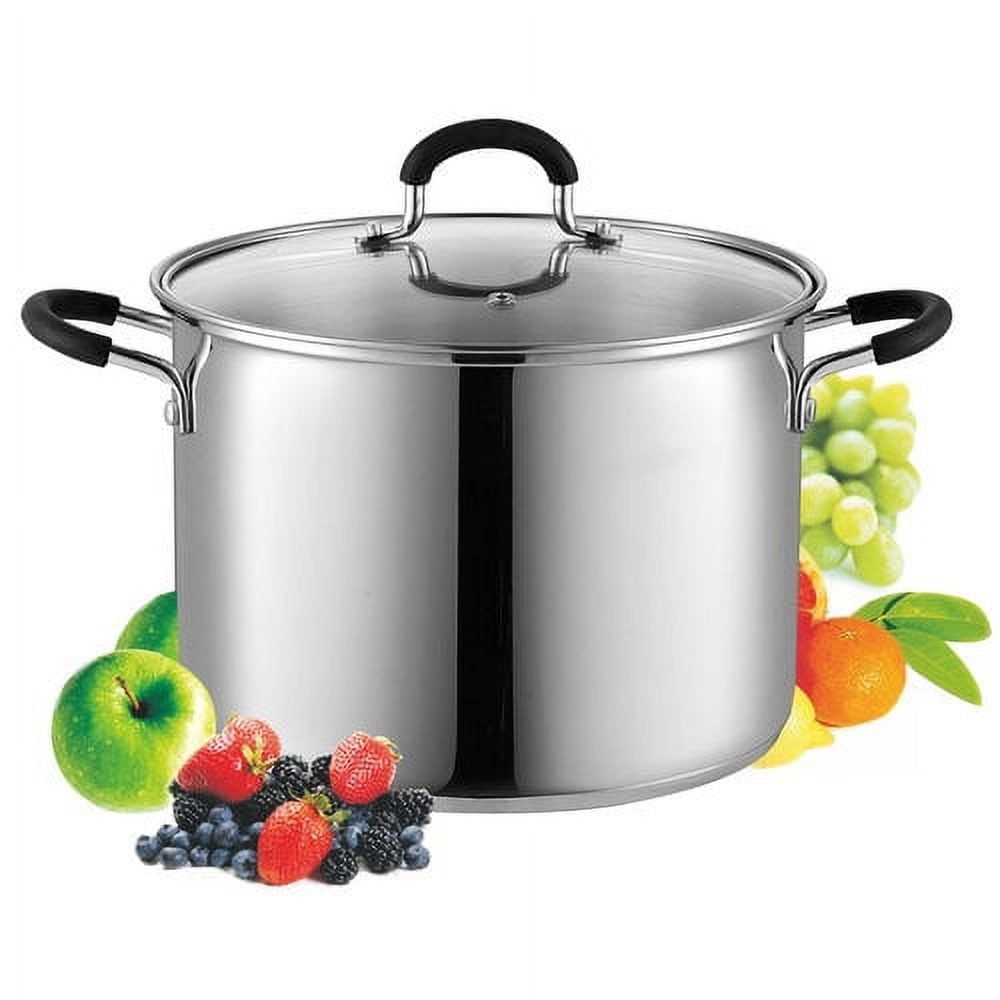 Professional 8-Quart Stainless Steel Induction Stockpot with Lid