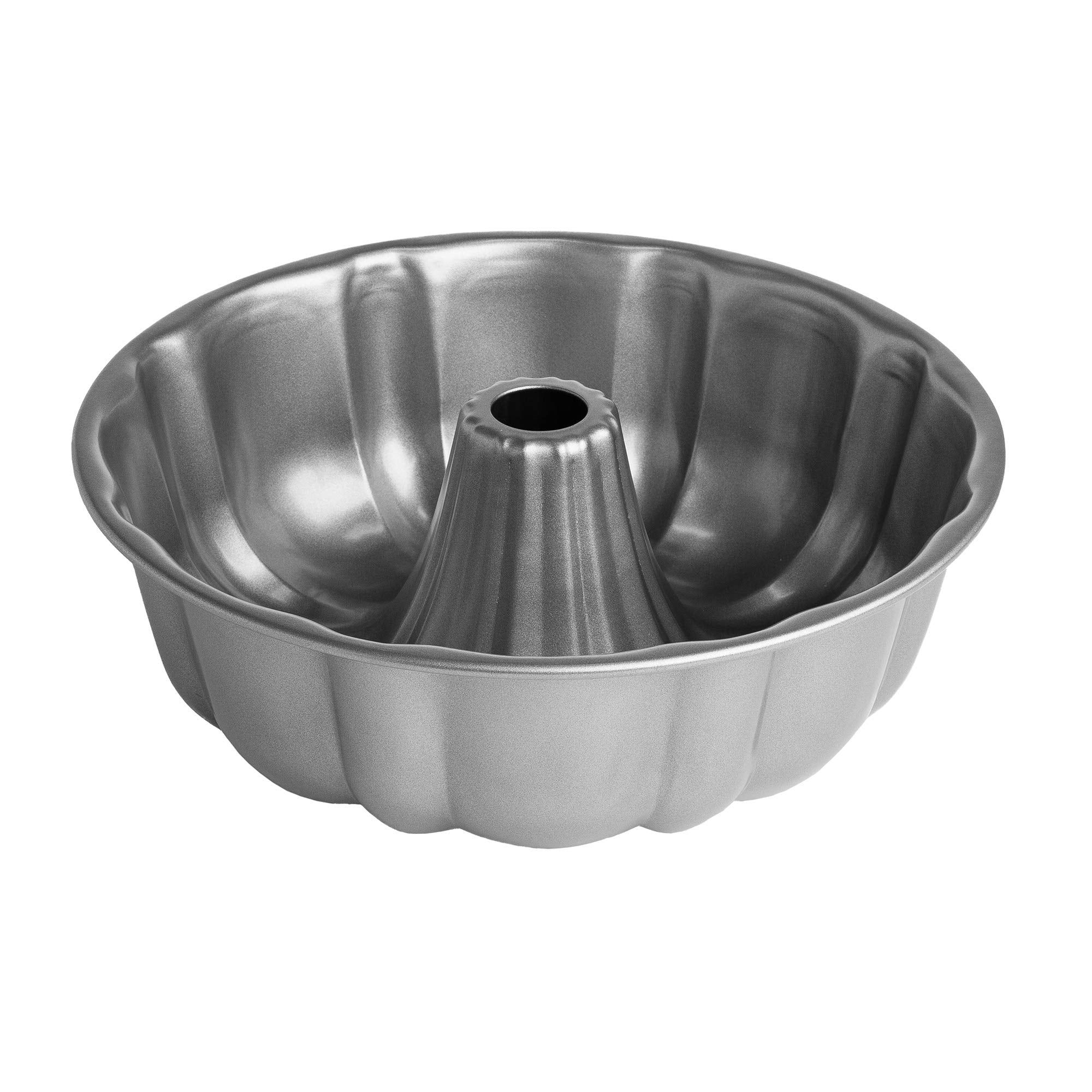 Gray Nonstick Carbon Steel Fluted Bundt Pan