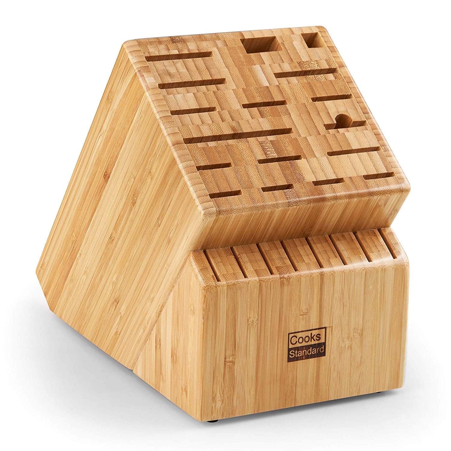 Cooks Standard 25-Slot Bamboo Knife Block with Non-Skid Feet