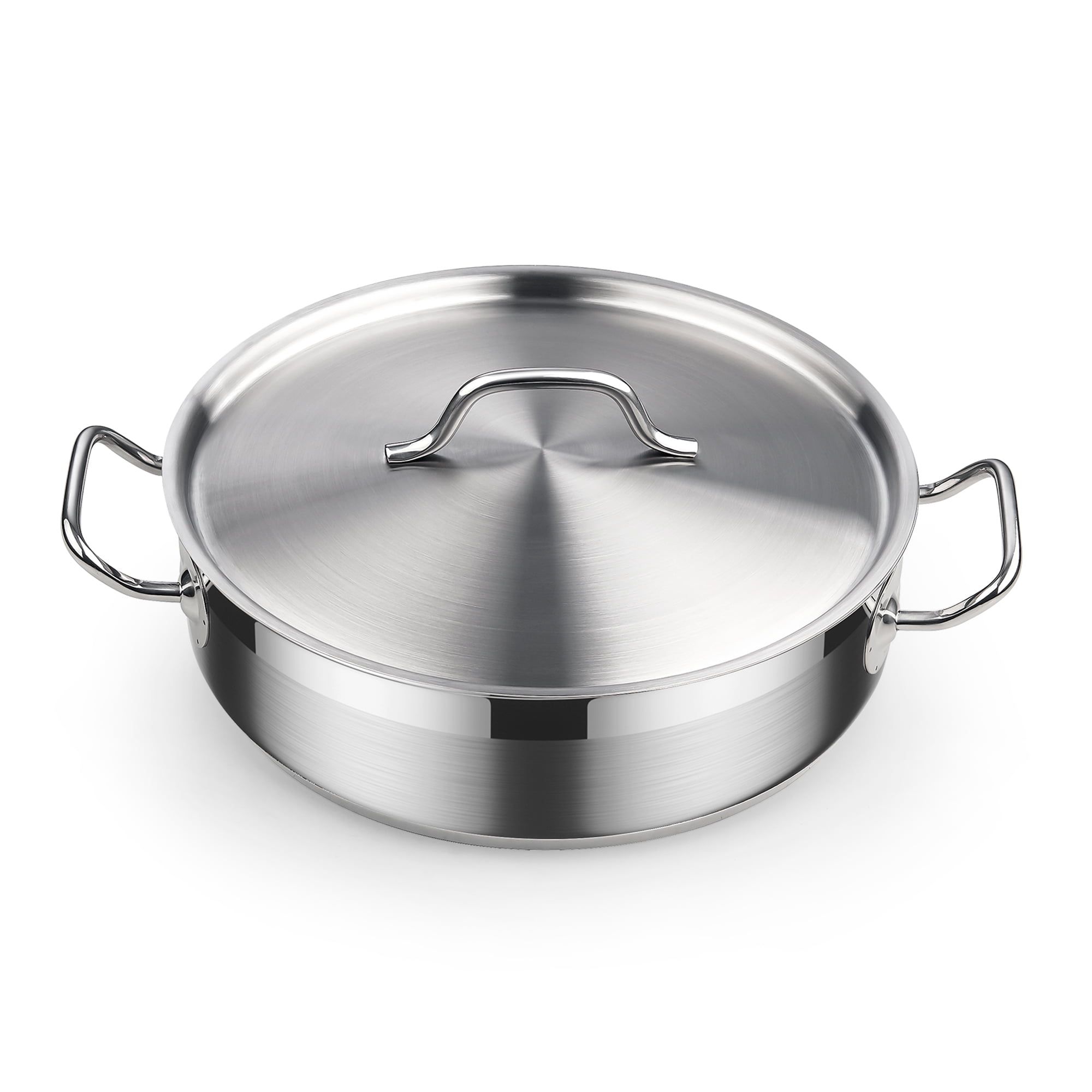 4-Quart Silver Stainless Steel Deep Sauté Pan with Lid