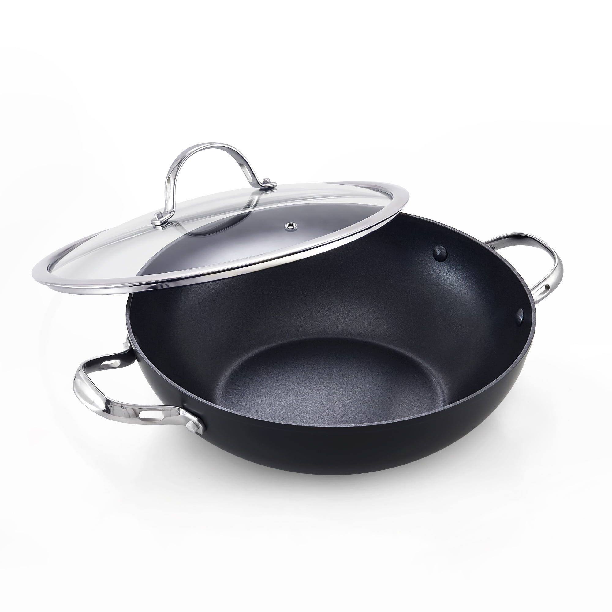 12-Inch Black Nonstick Aluminum Multi-Use Pan with Glass Lid