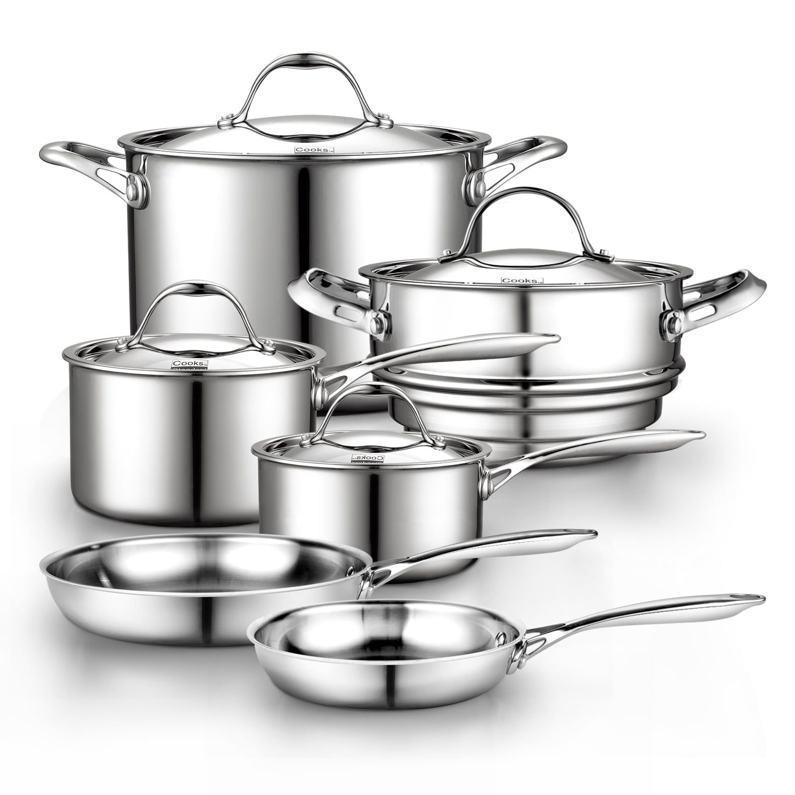 Stainless Steel 10-Piece Tri-Ply Clad Cookware Set