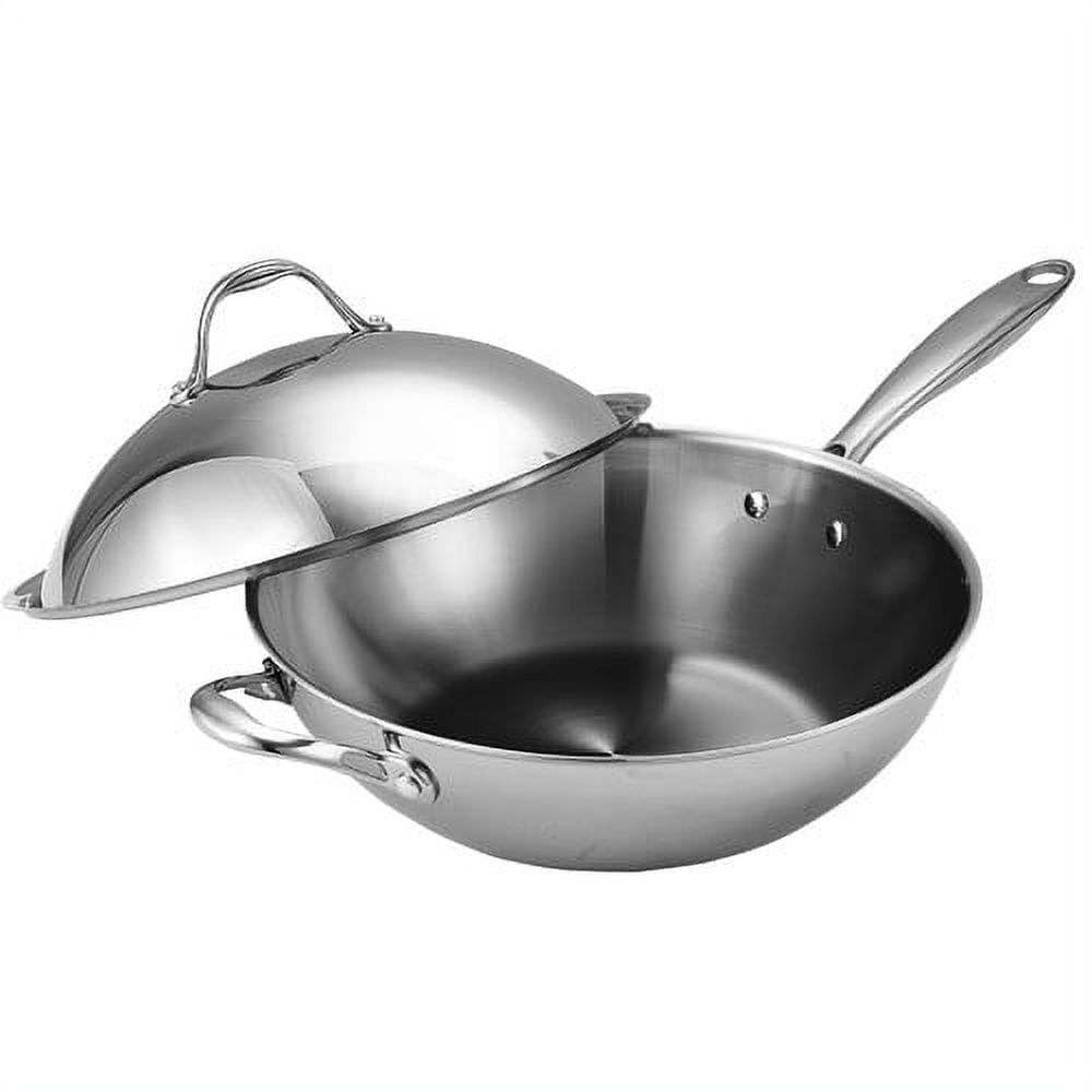 13-Inch Stainless Steel Wok with High Dome Lid