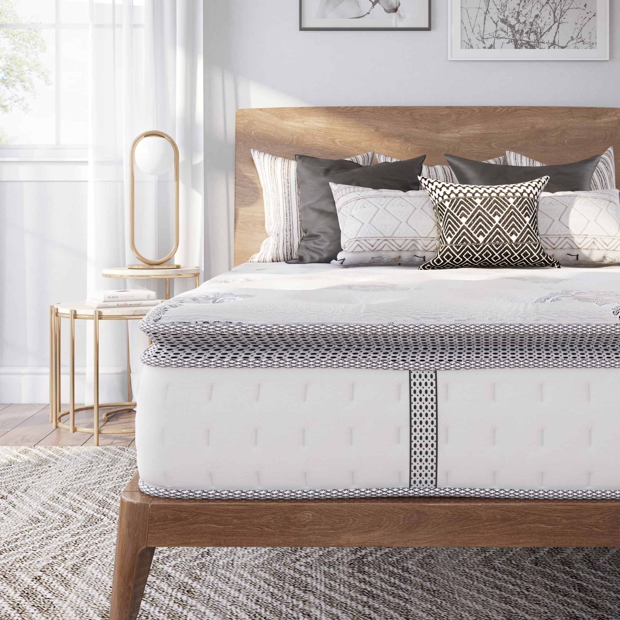 Full Size White and Gray Hybrid Pillowtop Mattress