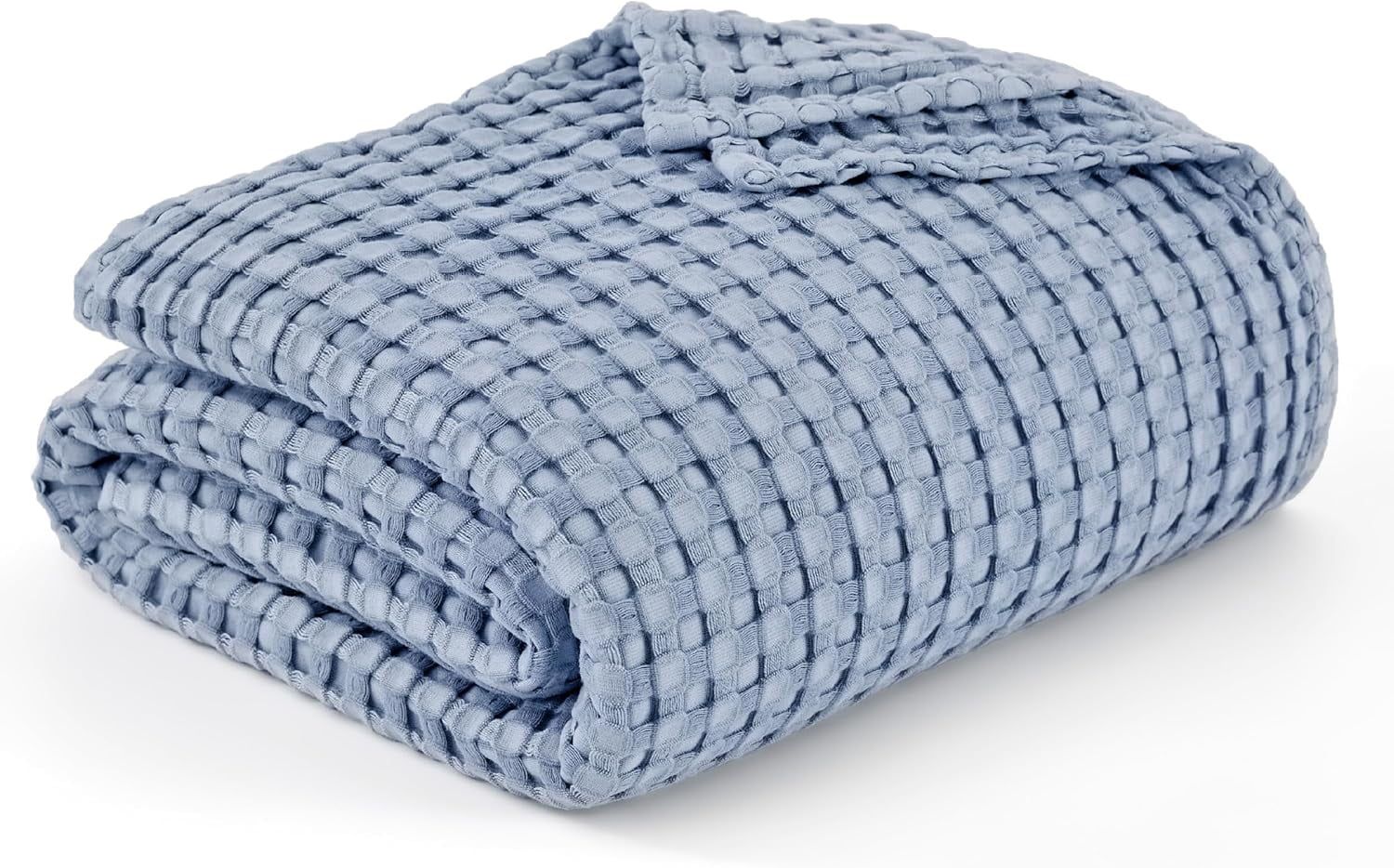 Sky Blue Cotton Waffle King Size Cooling Blanket