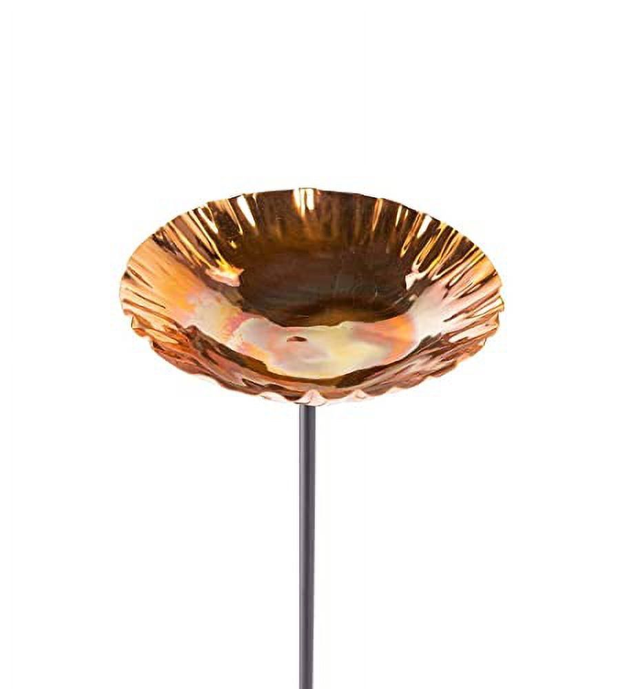 Handcrafted Copper Birdbath Garden Stake, Medium 8" Diameter